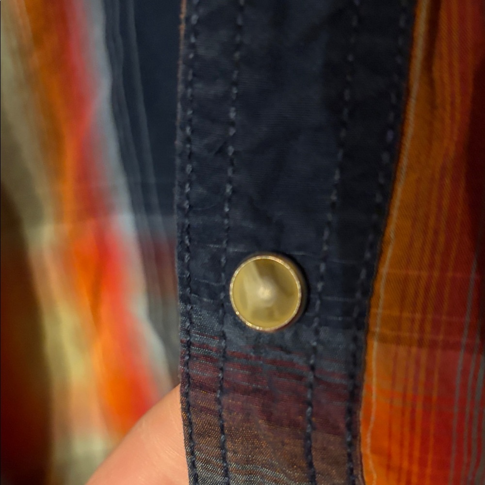 Wrangler Navy and Orange Plaid Shirt - Picture 7 of 10